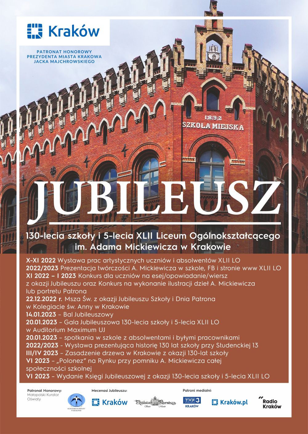 130-lecie szkoły przy ul Studenckiej plakat3-program